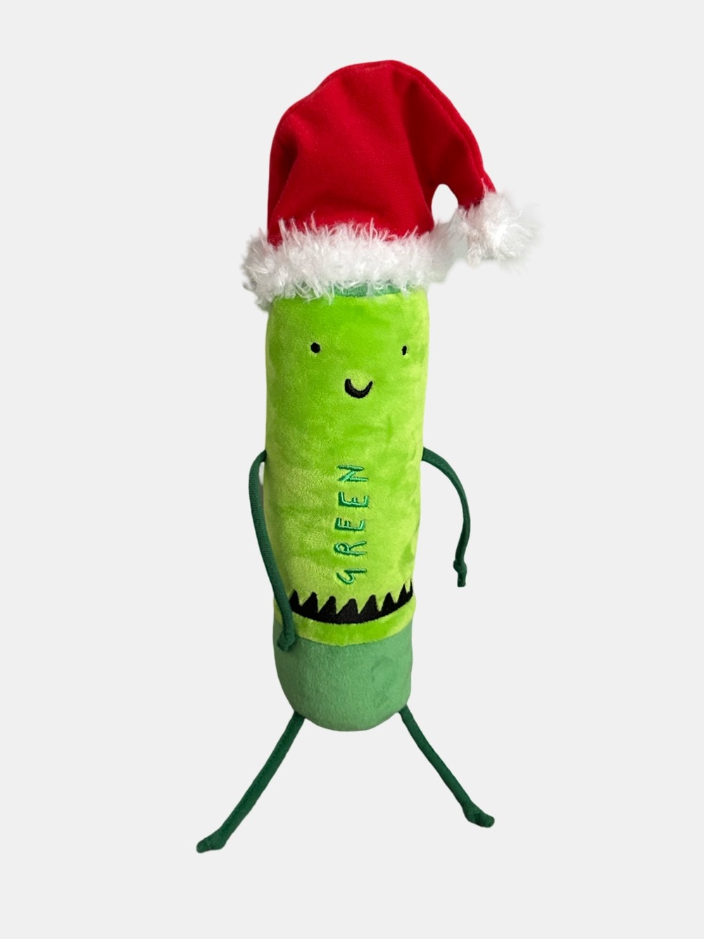 MERRYMAKERS THE DAY THE CRAYONS QUIT GREEN PLUSH WITH SANTA HAT